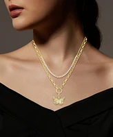 Unwritten Cubic Zirconia Tennis Butterfly Layered Necklace Set