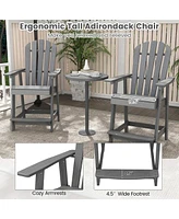 Gymax 4PCS Bar Stool Hdpe Chair w/ Armrest Footrest Home Indoor Outdoor Patio