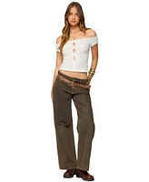 Edikted Women's Layken Off Shoulder Textured Top