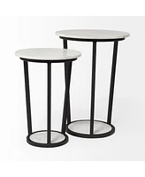 Chic Round Marble Side Table – Ideal for Sofa or Bedside Use