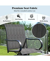 Gymax Outdoor Swivel Bar Stool Set of 2 w/Breathable Fabric and Heavy Duty Metal Frame Navy