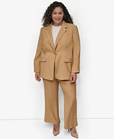 Dkny Plus Sueded Canvas One-Button Blazer