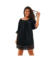 Swimsuits for All Plus Vera Crochet Cold Shoulder Cover Up Dress