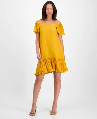 Robbie Bee Women's On-Off Shoulder Flutter-Sleeve Mini Dress