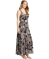Jones New York Petite Printed Scoop-Neck Tiered Dress