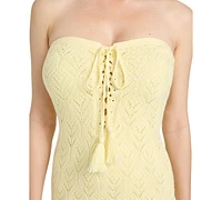 Guess Women's Isabella Pointelle Lace-Up Mini Dress