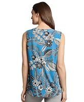 Jones New York Petite Floral-Print Sleeveless V-Neck Top
