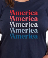 Hybrid Apparel Plus America Repeated Graphic Crew Neck T-Shirt