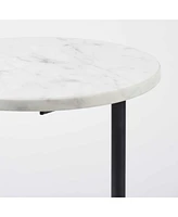 Luxurious Round Marble End Table with Sleek Metal Base