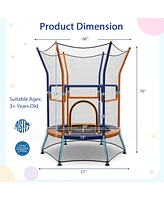 Mini Trampoline for Kids with Safety Enclosure Net and Foam Handles