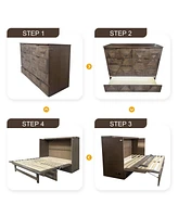 Full-Size Farmhouse Murphy Bed with Drawer & Charger