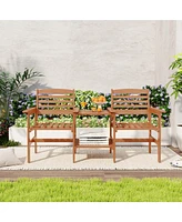 Gymax Outdoor Patio Loveseat w/ Coffee Table & Umbrella Hole for Garden Poolside