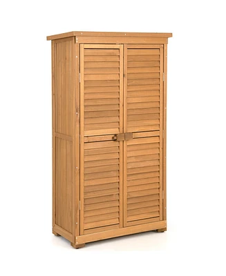 Outdoor Wooden Garden Tool Storage Cabinet