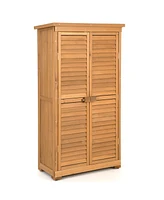 Outdoor Wooden Garden Tool Storage Cabinet