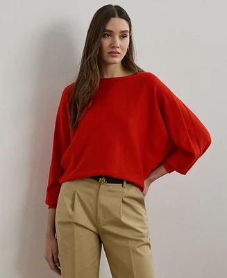 Lauren Ralph Petite Cotton-Blend Dolman-Sleeve Sweater
