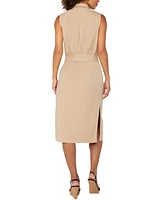 Liverpool Los Angeles Women's Sleeveless Tie-Waist Shirt Dress