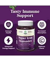 Super Iron Gummy | Chewable Iron Supplement for Women and Men with Vitamin C | Grape Flavor| 60ct