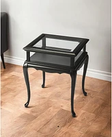Tempered Glass Rectangular End Table with Polished Edges