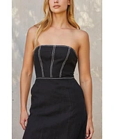 Crescent Women's Lesli Contrast Stitch Tube Midi Dress