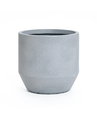 LuxenHome Minimalistic Modern Gray 13.8-Inch Tall Round Tapered MgO Planter