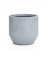 LuxenHome Minimalistic Modern Gray 13.8-Inch Tall Round Tapered MgO Planter