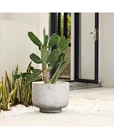 LuxenHome Rustic White with Gray -Inch Tall Round MgO Planter