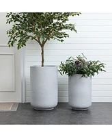 LuxenHome Minimalistic Modern Gray 19.3-Inch Tall Round MgO Planter