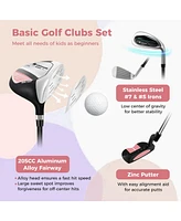Junior Complete Golf Club Set Right Hand with Rain Hood for Kids-Pink