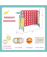 4-in-a-Row Connect Game with Basketball Hoop and Toss Ring