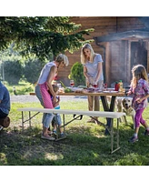 6 Feet Portable Picnic Folding Bench 550 lbs Limited with Carrying Handle