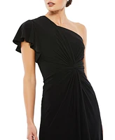 Mac Duggal Women's One Shoulder Midi Length Jersey Dress