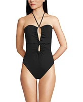 Lands' End Women's Cut Out Multiway Halter High Leg One Piece Swimsuit