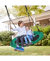 40 Inches Saucer Tree Swing Round with Adjustable Ropes and Carabiners