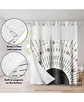 Americanflat 72x75 Hookless Shower Curtain - Abstract Black Bronze Shower Curtain with Sheer Panel, Snap-In Liner, and Grommets - 100% Polyester