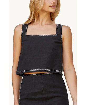 Crescent Women's Taby Contrast Embo Stitch Top