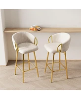 Set of 2 Modern 30 Inch Swivel Bar Stools with Upholstered Seats and Metal Legs Stylish Counter Height Chairs for Kitchen Dining or Home Bar-The Pop H