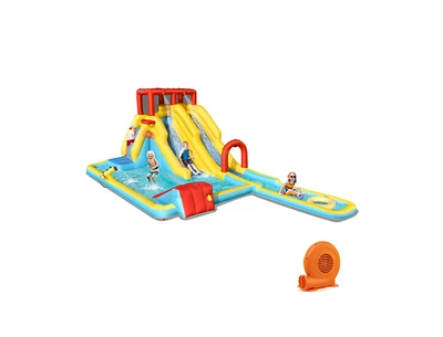 7-in-1 Inflatable Dual Slide Water Park Bounce House With 680W Blower