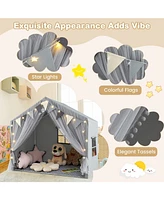 Large Toddler Playhouse Tent with Door Curtains Windows