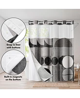 Americanflat 72x75 Hookless Shower Curtain - Abstract Shower Black Grey Curtain with Sheer Panel, Snap-In Liner, and Grommets