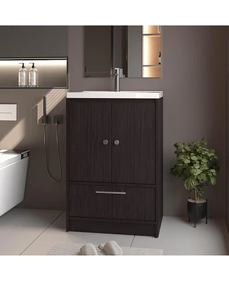 Sinclair Freestanding Bathroom Vanity with Sink, Two Doors and Bottom Drawer