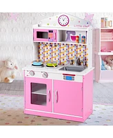 Kid's Wooden Pretend Cooking Play Kitchen Set