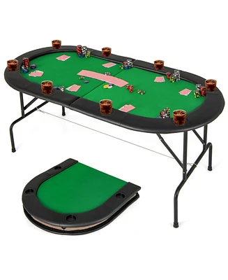 8 Players Texas Holdem Foldable Poker Table