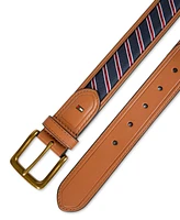Tommy Hilfiger Men's Prep Striped Ribbon Inlay Casual Belt