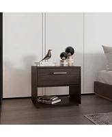 Noxen Nightstand, 1 Drawer, 1 Shelf, 4 Legs, Walnut