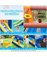 7-In-1 Water Slide Park with Splash Pool and Water Cannon with 680W Blower