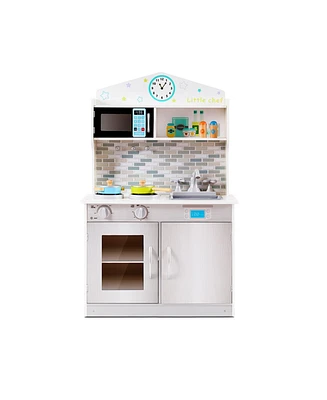 Kid's Wooden Pretend Cooking Play Kitchen Set