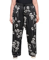 Karl Lagerfeld Paris Plus Flower-Print Wide-Leg Pants