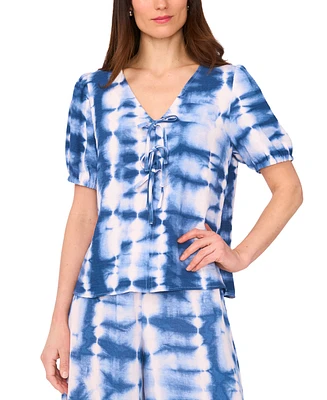 Sam & Jess Women's Tie-Dyed Tie-Front Top