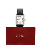 Pre-Owned Cartier Tank Solo Quartz Watch in Stainless Steel and Leather 27mm