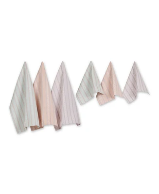 Design Imports Assorted Daisy Dobby Cotton Dishtowel and Dishcloth, Set of 6